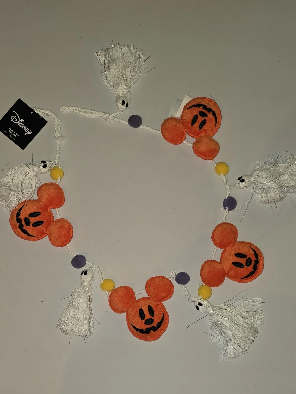 Disney Orange Pumpkin Mickey Garland with White Tassels